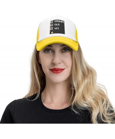 Grumpy Old Vet Grumpy Vet Unisex Baseball Cap Vintage Men Women Low Profile Trucker Hats Adjustable Black Yellow $10.32 Baseb...