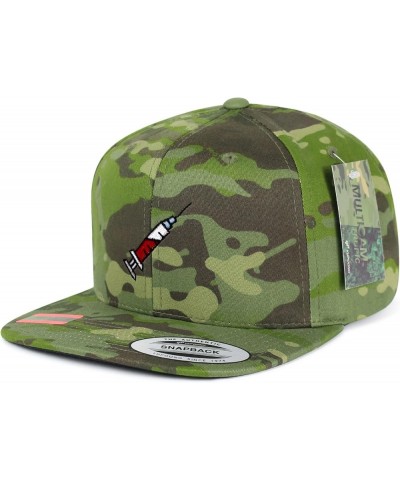 Syringe Embroidered Yupoong Flat Bill 6 Panel Snapback Hat Hospital Nurse Green Camo $14.99 Baseball Caps