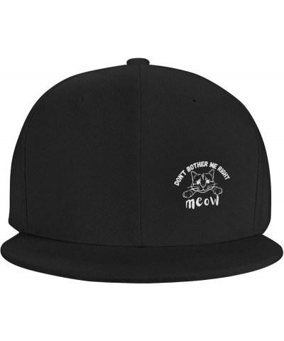 Don't Bother Me Right Meow Flat Brim Hip Hop Baseball Cap Adjustable Vintage Unisex Trucker Caps Black $12.14 Baseball Caps