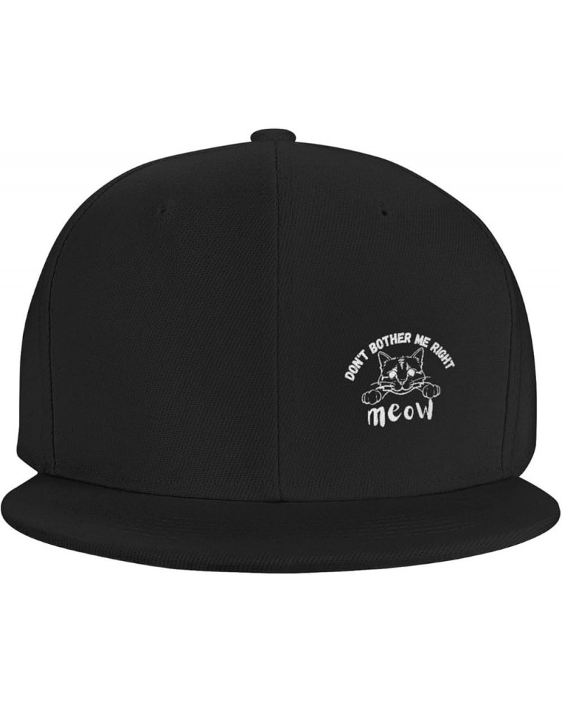 Don't Bother Me Right Meow Flat Brim Hip Hop Baseball Cap Adjustable Vintage Unisex Trucker Caps Black $12.14 Baseball Caps