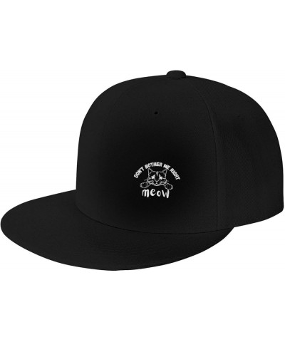 Don't Bother Me Right Meow Flat Brim Hip Hop Baseball Cap Adjustable Vintage Unisex Trucker Caps Black $12.14 Baseball Caps