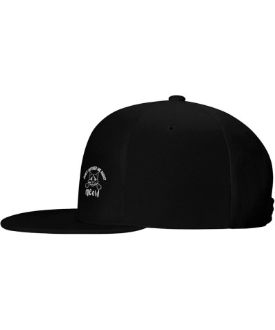 Don't Bother Me Right Meow Flat Brim Hip Hop Baseball Cap Adjustable Vintage Unisex Trucker Caps Black $12.14 Baseball Caps