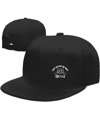 Don't Bother Me Right Meow Flat Brim Hip Hop Baseball Cap Adjustable Vintage Unisex Trucker Caps Black $12.14 Baseball Caps