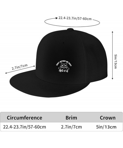 Don't Bother Me Right Meow Flat Brim Hip Hop Baseball Cap Adjustable Vintage Unisex Trucker Caps Black $12.14 Baseball Caps