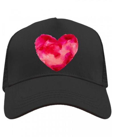 Watercolor Heart Painting Atrwork Valentine Mesh Back Trucker Cap Adjustable Snapback Hat Black, Black, osz $24.52 Baseball Caps