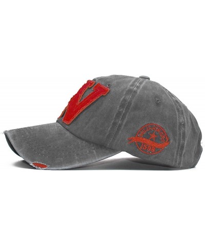 Unisex Letter W Embroidery Denim Washed Baseball Cap Vintage Adjustable Snapback Light Grey $8.54 Baseball Caps