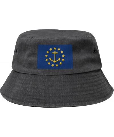 Flag of Rhode Island (1882-1897) Bucket Hat for Women Men Summer Travel Sun Hat Outdoor Cap Funny Bucket Hats Black $11.48 Bu...