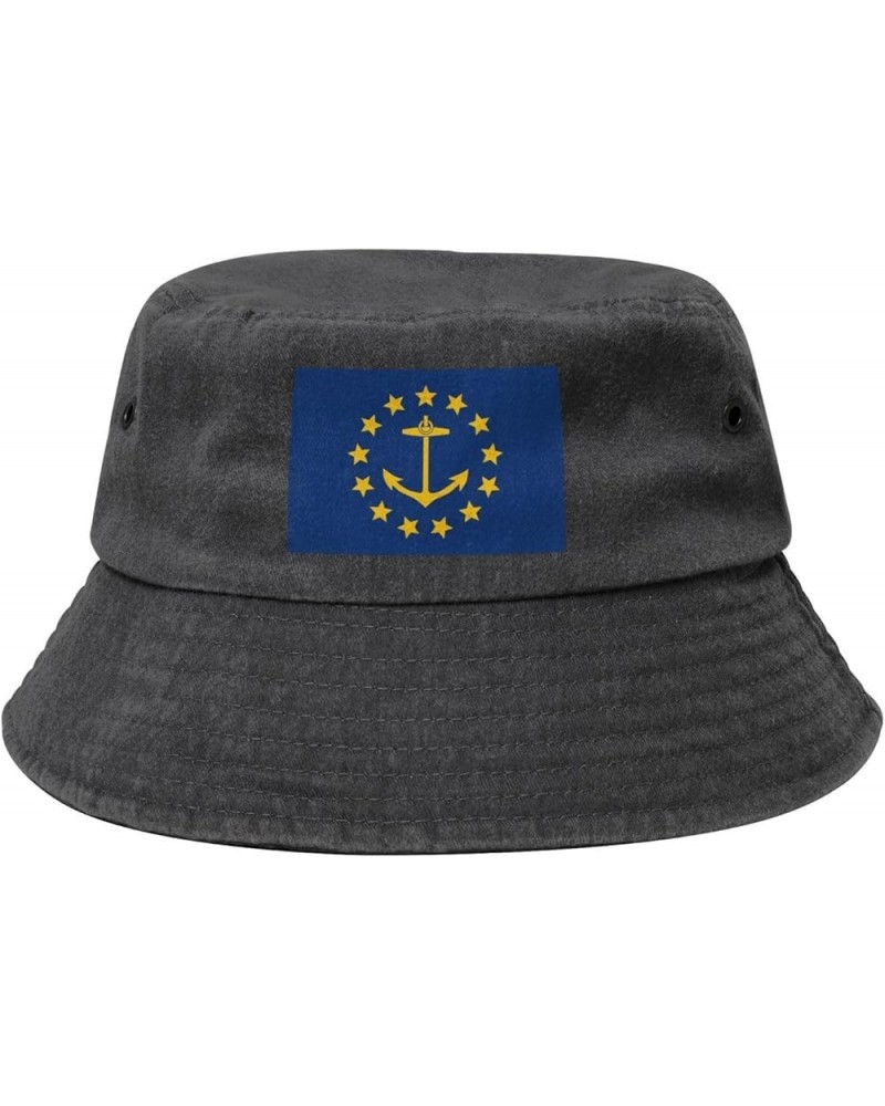 Flag of Rhode Island (1882-1897) Bucket Hat for Women Men Summer Travel Sun Hat Outdoor Cap Funny Bucket Hats Black $11.48 Bu...