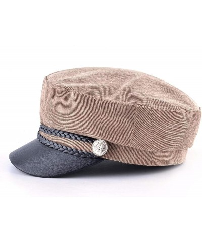 Women's Spring and Autumn Newsboy Fried Dough Twists Button Flat Beret PU Visor Octagonal Boina Black One Size $11.63 Newsboy...