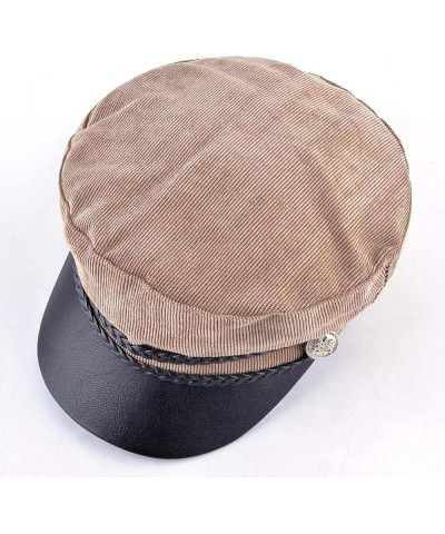 Women's Spring and Autumn Newsboy Fried Dough Twists Button Flat Beret PU Visor Octagonal Boina Black One Size $11.63 Newsboy...