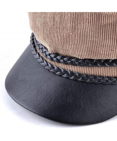 Women's Spring and Autumn Newsboy Fried Dough Twists Button Flat Beret PU Visor Octagonal Boina Black One Size $11.63 Newsboy...