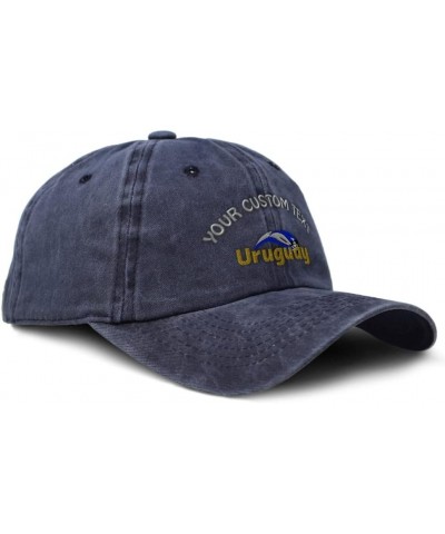 Soft Washed Baseball Cap Uruguay Soccer Cotton Dad Hats for Men & Women Navy Personalized Text Here $16.19 Baseball Caps