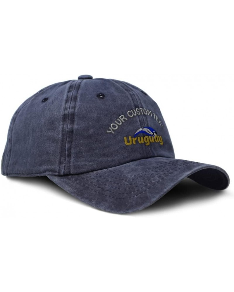 Soft Washed Baseball Cap Uruguay Soccer Cotton Dad Hats for Men & Women Navy Personalized Text Here $16.19 Baseball Caps