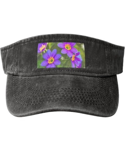 Classic Green Striped Print Denim Sun Visor Cap Versatile Unisex Design,for Outdoor Activities and Daily Wear Blooming Flower...