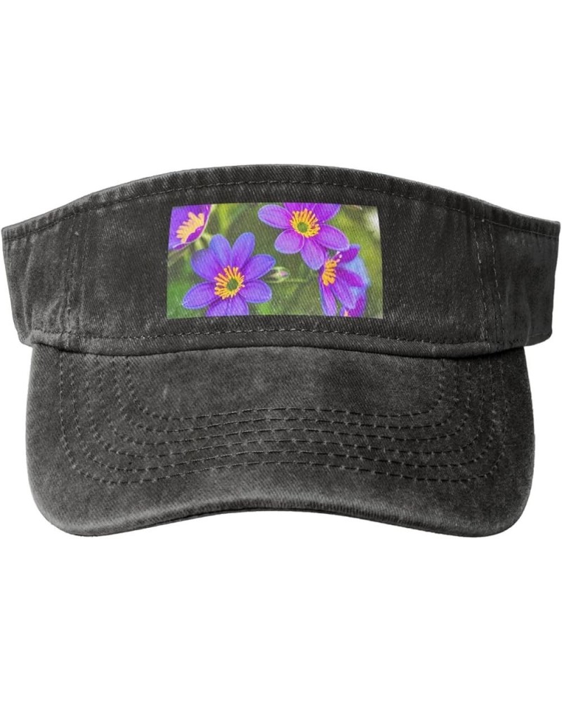 Classic Green Striped Print Denim Sun Visor Cap Versatile Unisex Design,for Outdoor Activities and Daily Wear Blooming Flower...