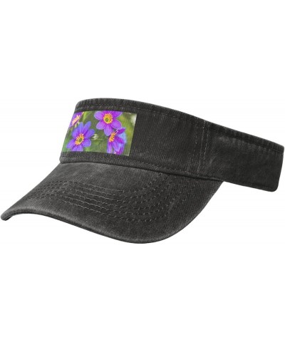 Classic Green Striped Print Denim Sun Visor Cap Versatile Unisex Design,for Outdoor Activities and Daily Wear Blooming Flower...