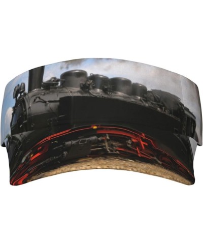 Steam Train with Black Smoke Sun Visor Hat Womens Men,Adjustable Summer Sun Hats Beach Hat Sport Cap Steam Train With Black S...