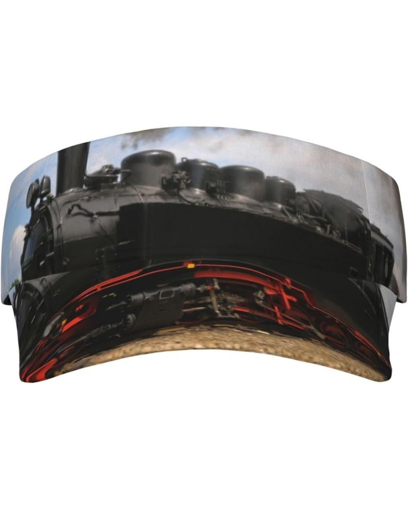 Steam Train with Black Smoke Sun Visor Hat Womens Men,Adjustable Summer Sun Hats Beach Hat Sport Cap Steam Train With Black S...