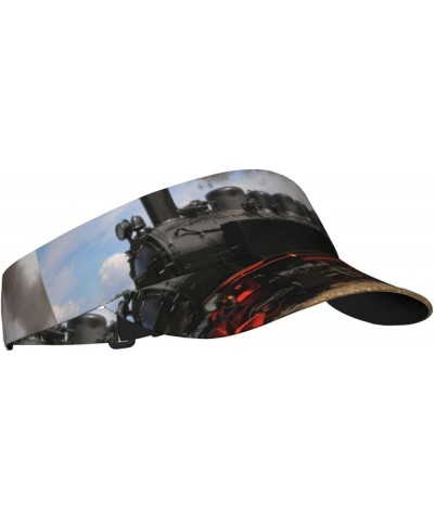 Steam Train with Black Smoke Sun Visor Hat Womens Men,Adjustable Summer Sun Hats Beach Hat Sport Cap Steam Train With Black S...