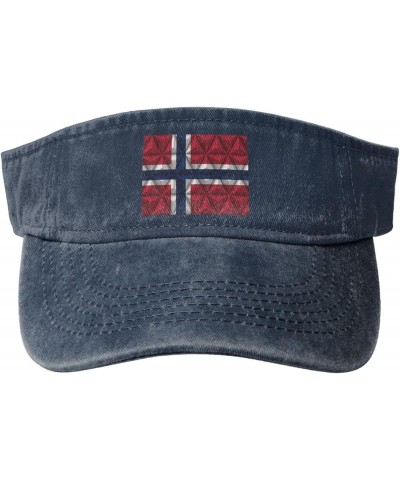 Norwegian Flag with Polygonal Effect Sun Visor Hats for Women Men Sun Hat Vintage Golf Hat Adjustable Baseball Cap Navy Blue ...