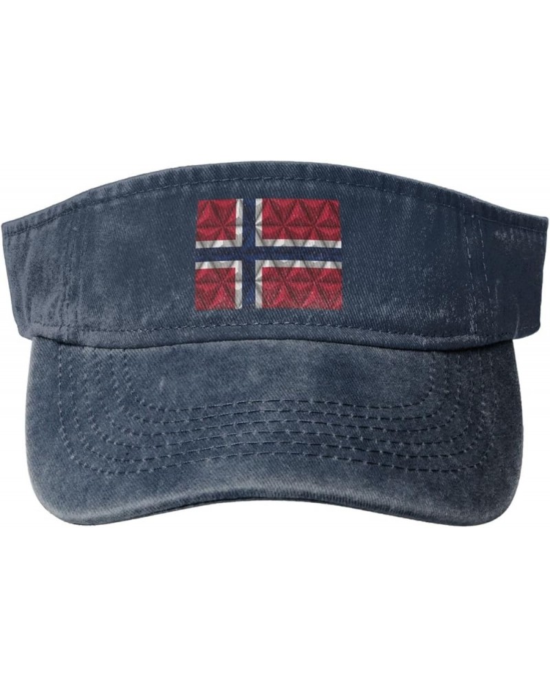 Norwegian Flag with Polygonal Effect Sun Visor Hats for Women Men Sun Hat Vintage Golf Hat Adjustable Baseball Cap Navy Blue ...