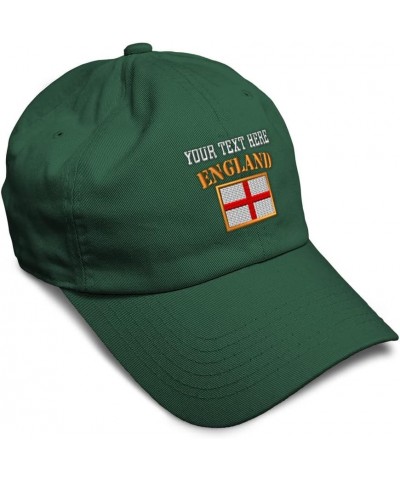 Soft Baseball Cap England Flag Embroidery Flags World Cup Soccer Cotton Embroidered Dad Hats for Men & Women Forest Green Per...