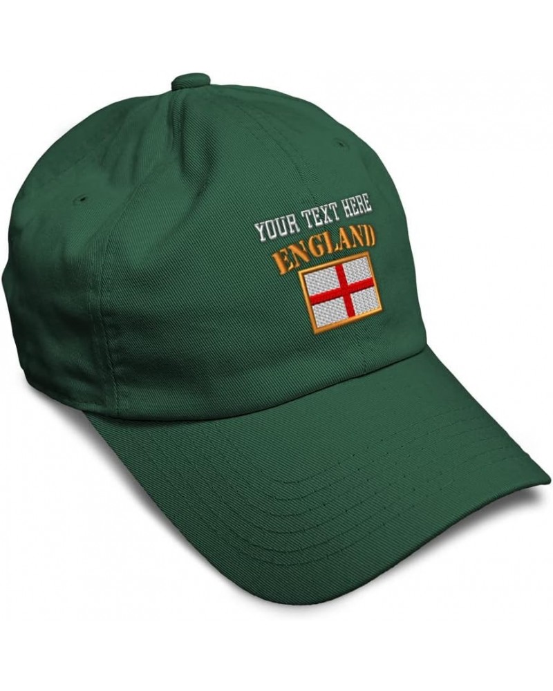 Soft Baseball Cap England Flag Embroidery Flags World Cup Soccer Cotton Embroidered Dad Hats for Men & Women Forest Green Per...