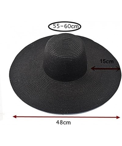 Women's Straw Hat Wide-Brim Sun Visor Boho Floppy Foldable Hats Summer Packable Beach Glant Travel Bucket Roll Up Hat Black $...