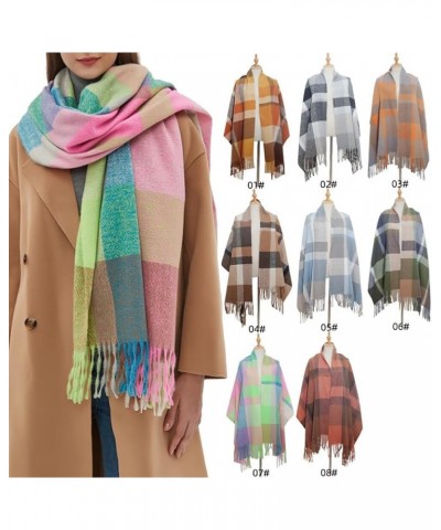 Womens Scarf Fashion Long Plaid Shawls Wraps Big Grid Winter Warm Shawl Sleeping Blanket Lattice Large Scarves Dark Pink $10....