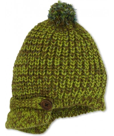 Women's Marled Feather pom Cabbie Moss Green $14.17 Skullies & Beanies