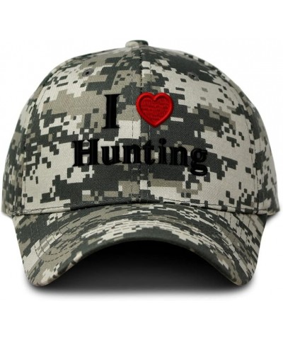 Custom Camo Baseball Cap I (Love) Hunting Red Heart Hobbies Lovers Cotton Pixel Camo Design Only $18.55 Baseball Caps