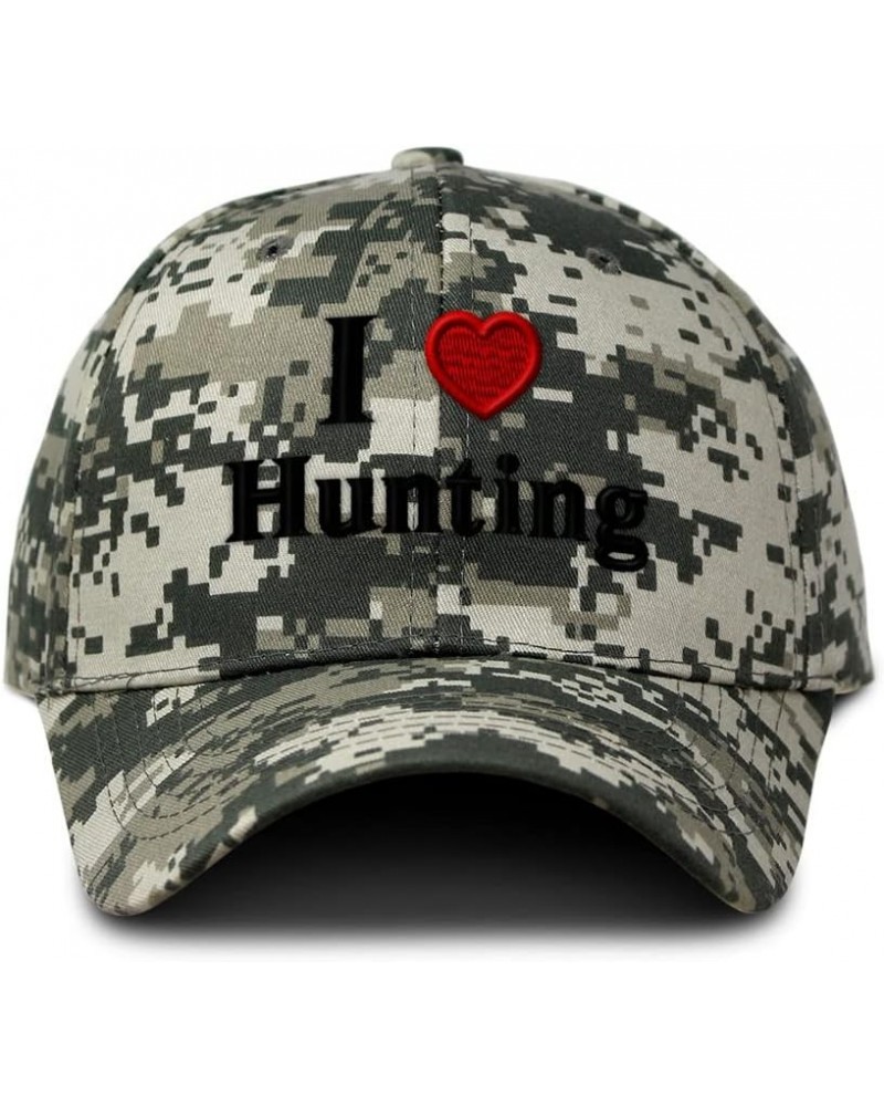 Custom Camo Baseball Cap I (Love) Hunting Red Heart Hobbies Lovers Cotton Pixel Camo Design Only $18.55 Baseball Caps