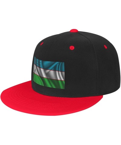 Silk Style Flag of Uzbekistan Baseball Cap for Men Women Snapback Hat Adjustable Flat Bill Hats Red $10.88 Baseball Caps