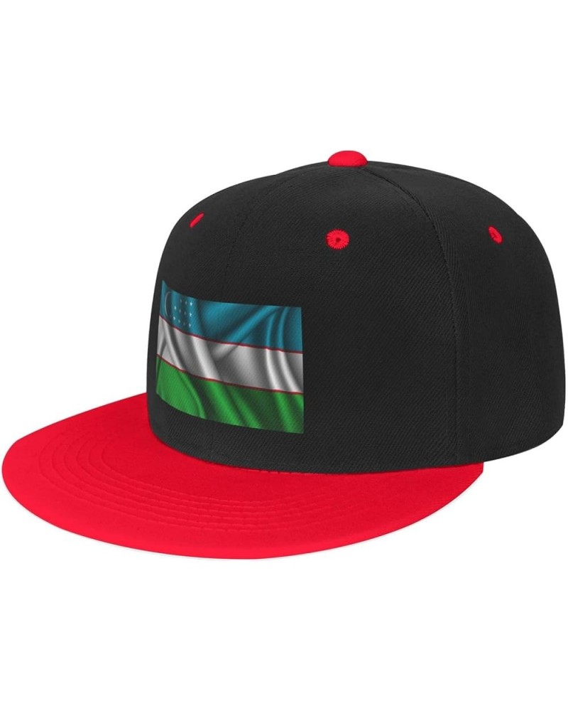 Silk Style Flag of Uzbekistan Baseball Cap for Men Women Snapback Hat Adjustable Flat Bill Hats Red $10.88 Baseball Caps