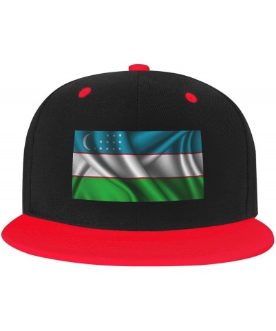 Silk Style Flag of Uzbekistan Baseball Cap for Men Women Snapback Hat Adjustable Flat Bill Hats Red $10.88 Baseball Caps