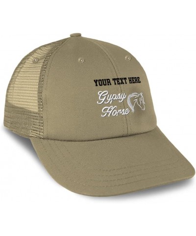 Custom Trucker Hat Baseball Cap Gypsy Horse Horses Pony Cotton Equestrian Dad Hats for Men & Women Khaki Personalized Text He...