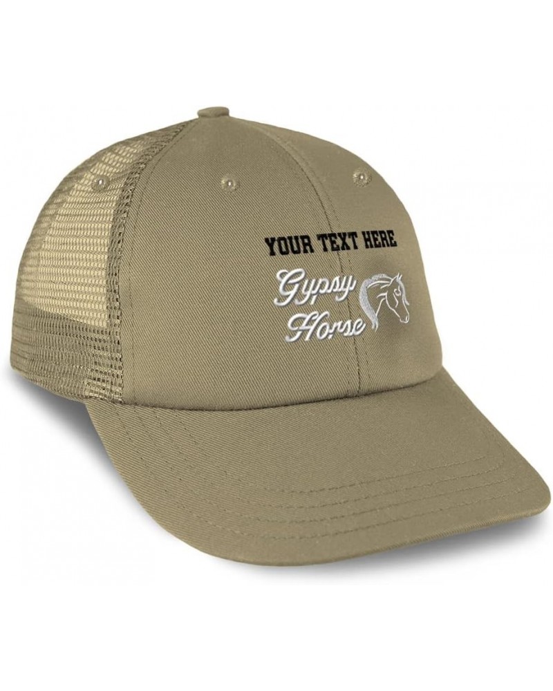 Custom Trucker Hat Baseball Cap Gypsy Horse Horses Pony Cotton Equestrian Dad Hats for Men & Women Khaki Personalized Text He...