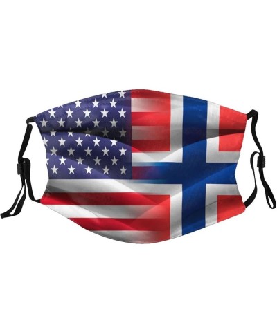 American Norwegian Flag Face Mask Washable Reusable Adults Breathable with 2 Filters Black $12.81 Balaclavas