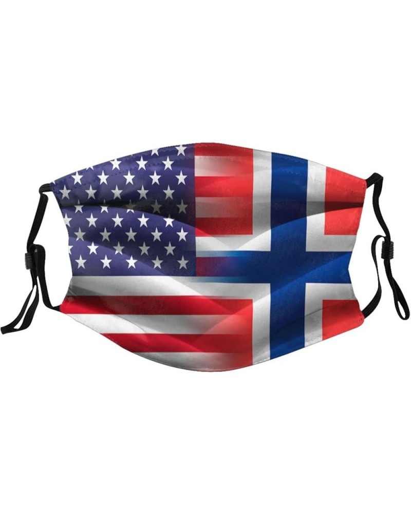 American Norwegian Flag Face Mask Washable Reusable Adults Breathable with 2 Filters Black $12.81 Balaclavas