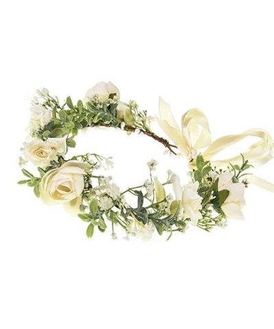 Wedding Party Flower Crown Floral Wreath Headband Floral Garland Headpiece (Big Flower Crown) O/ Camellia ivory $11.79 Headbands