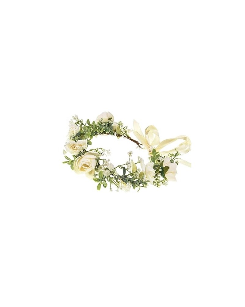 Wedding Party Flower Crown Floral Wreath Headband Floral Garland Headpiece (Big Flower Crown) O/ Camellia ivory $11.79 Headbands