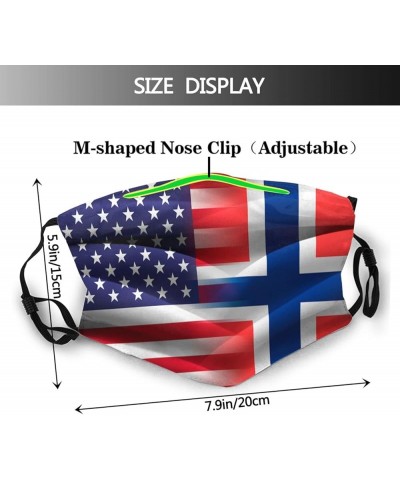 American Norwegian Flag Face Mask Washable Reusable Adults Breathable with 2 Filters Black $12.81 Balaclavas