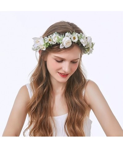 Wedding Party Flower Crown Floral Wreath Headband Floral Garland Headpiece (Big Flower Crown) O/ Camellia ivory $11.79 Headbands