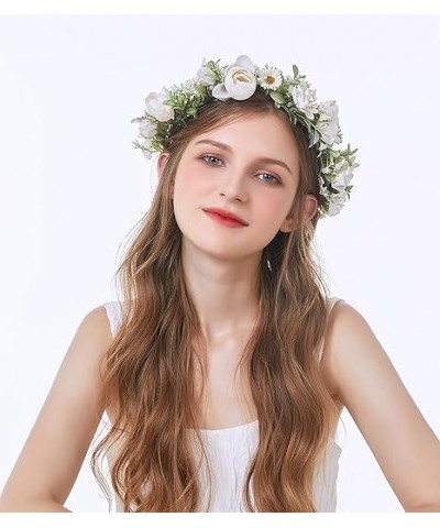 Wedding Party Flower Crown Floral Wreath Headband Floral Garland Headpiece (Big Flower Crown) O/ Camellia ivory $11.79 Headbands