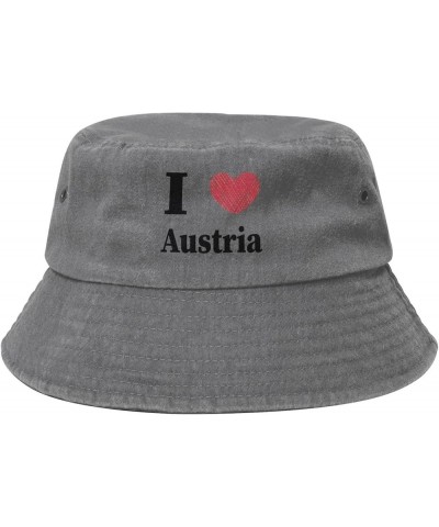 I Love Austria Bucket Hat for Men Women Outdoor Washed Cotton Sun Hats Travel Beach Hat Gray $13.87 Bucket Hats