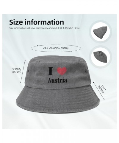 I Love Austria Bucket Hat for Men Women Outdoor Washed Cotton Sun Hats Travel Beach Hat Gray $13.87 Bucket Hats