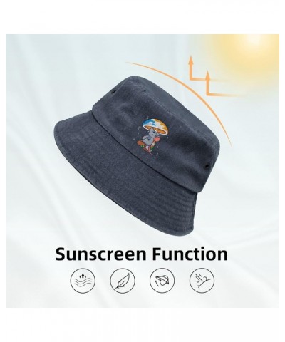 Cute Mice Hiding from The Rain Under Mushrooms Bucket Hat for Women Men Outdoor Sun Hat Summer Beach Travel Fishing Cap Navy ...