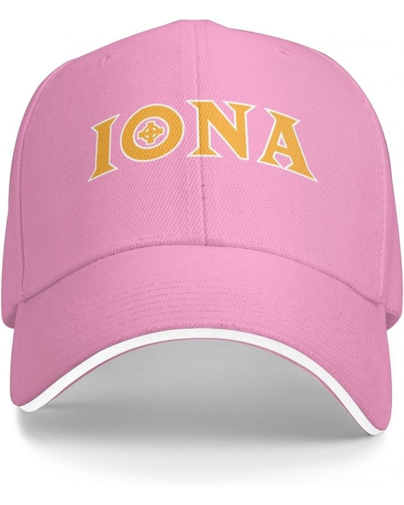 Iona College Logo Sandwich Cap Unisex Classic Baseball Capunisex Adjustable Casquette Dad Hat Pink $10.56 Baseball Caps