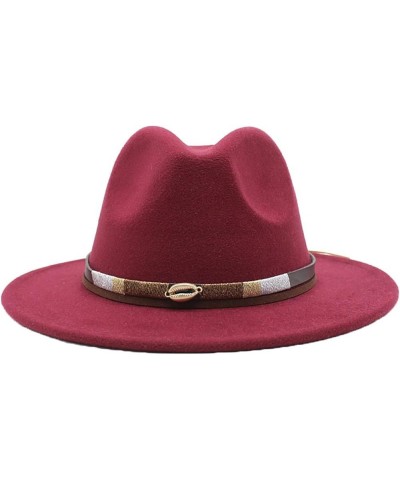 Classic Fedoras Hats Wide-Brim Panama Floppy Hat Solid Color Cotton Hat Cap for Women Men Costume Accessories Wine Red2 $15.8...