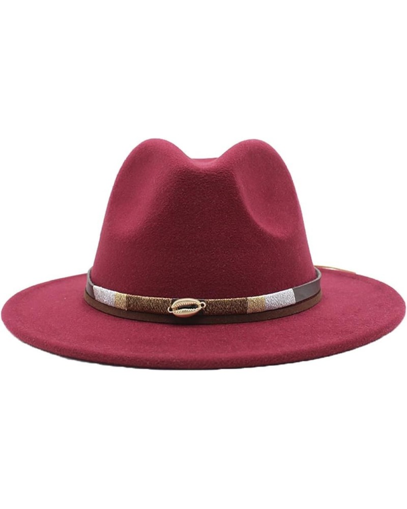 Classic Fedoras Hats Wide-Brim Panama Floppy Hat Solid Color Cotton Hat Cap for Women Men Costume Accessories Wine Red2 $15.8...